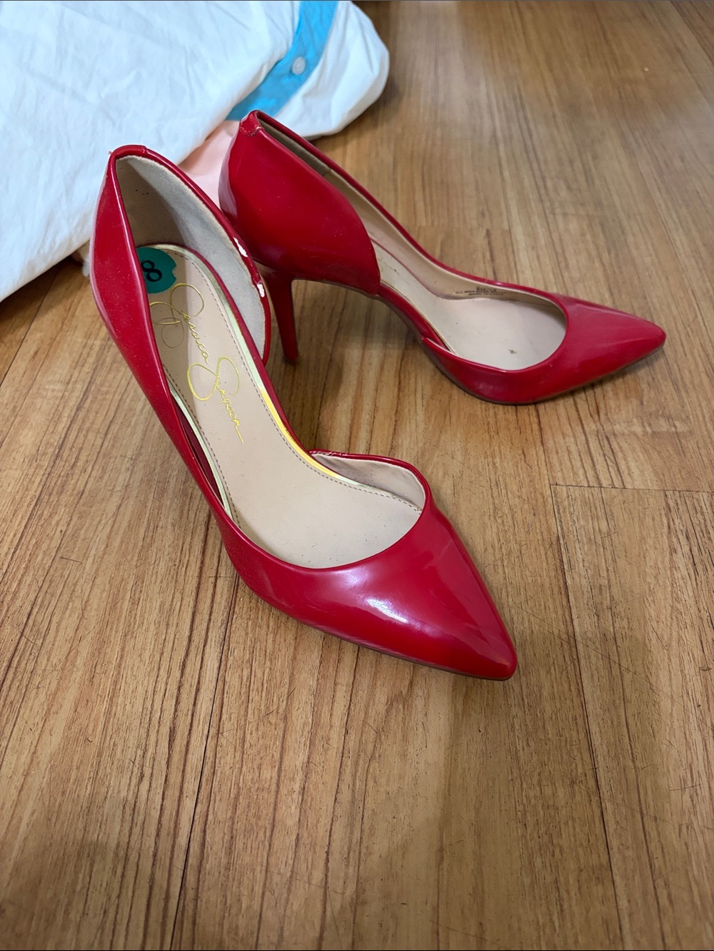 Jessica Simpson Red Pointed Patent Stiletto Pumps